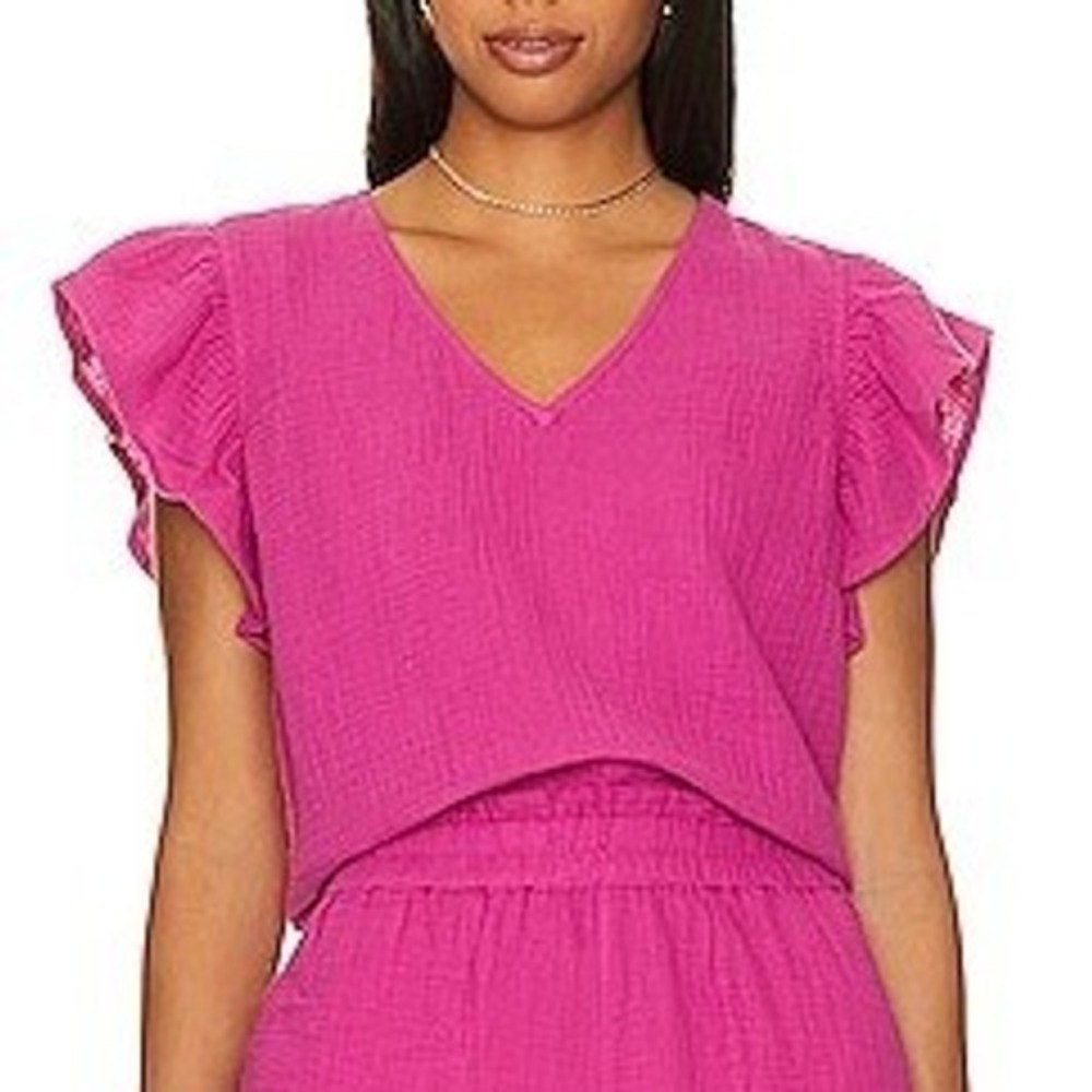 NWT Rails Women's Miley Flutter Sleeve Top Berry Pink Medium